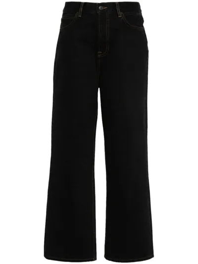 Wardrobe.nyc Logo-patch Cotton Wide-leg Jeans In Black