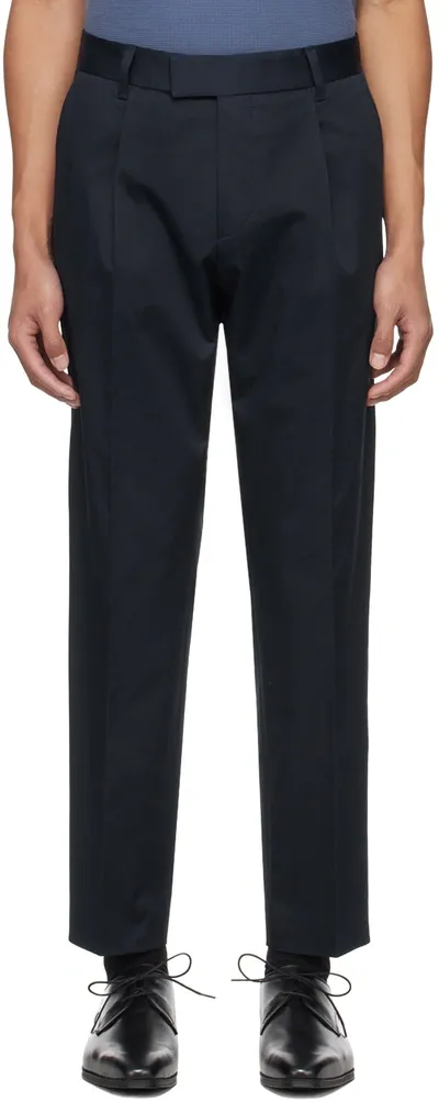 Hugo Boss Navy Porsche Edition Pleated Trousers In Dark Blue 404