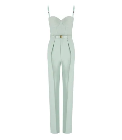 Elisabetta Franchi Acqua Bustier Jumpsuit In Green