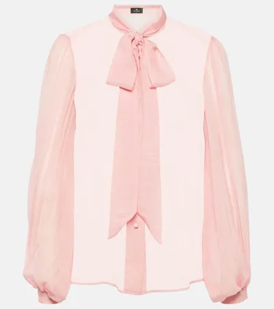 Etro Bow-detail Silk Blouse In Pink