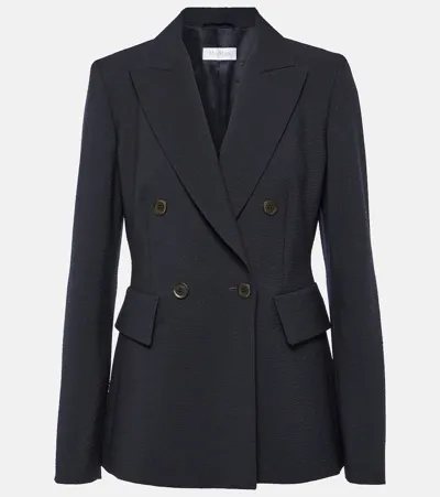 Max Mara Albero Seersucker Blazer In Blue