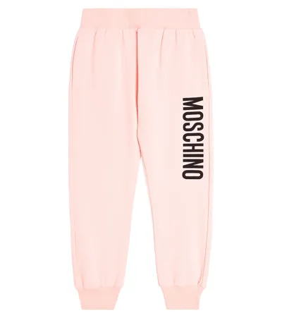 Moschino Kids' Logo Cotton-blend Jersey Sweatpants In Pink