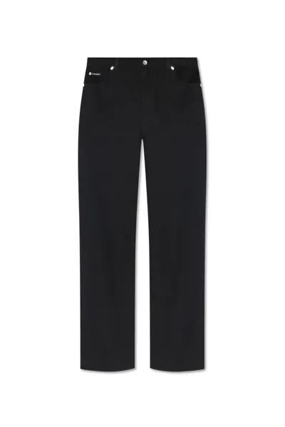 Dolce & Gabbana Logo Plaque Straight Leg Jeans In Black