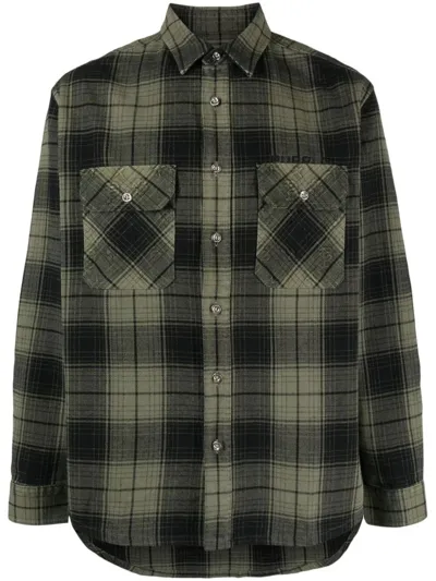 Purple Brand Logo-embossed Checked Shirt In Verde