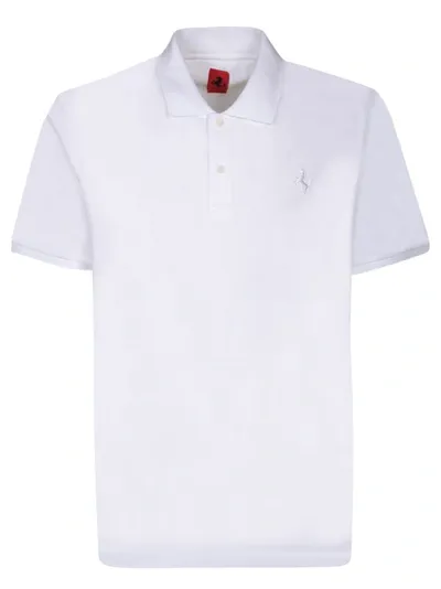 Ferrari Embroidered Logo Polo Shirt In White