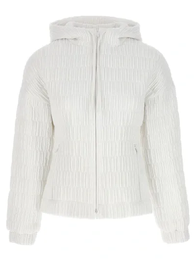 Ferragamo Salvatore  Quilted Hooded Bomber Jacket In White