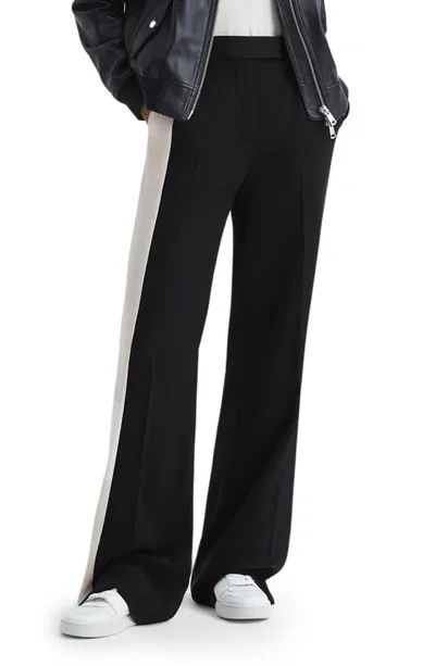 Reiss Black Contrast Side Wide Leg Trousers