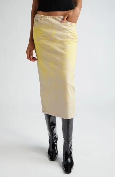 Diesel De-pra-s2 Laminated Midi Skirt In Yellow