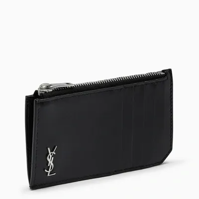 Saint Laurent Black Monogram Zip Credit Card Holder Men