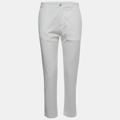 Pre-owned Dolce & Gabbana White Cotton Straight Fit Trousers L