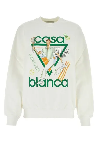 Casablanca Woman Ivory Cotton Sweatshirt In White