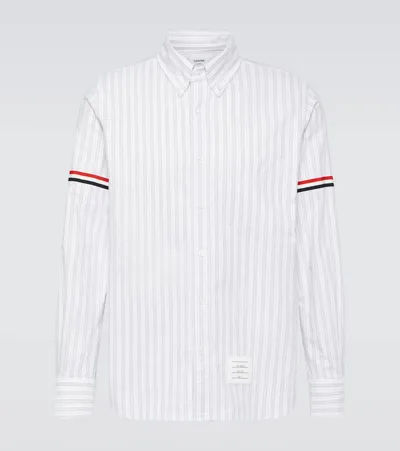 Thom Browne Rwb Stripe Striped Cotton Shirt In Gray