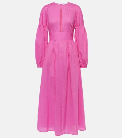 Marysia Roset Puff-sleeve Cotton Maxi Dress In Pink