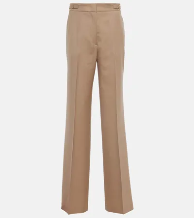 Gabriela Hearst Vesta High-rise Wool Flared Pants In Brown