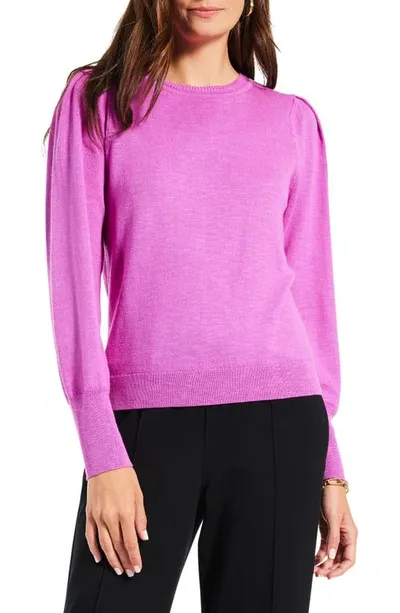 Nic + Zoe Femme Pleated Shoulder Sweater In Vivid Magenta