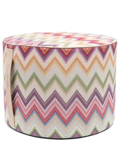 Missoni Multicolour Agadir Cylindrical Stool In Green