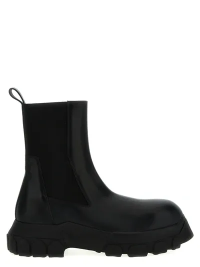 Rick Owens Black Beatle Bozo Tractor Boots In 99 Black/black