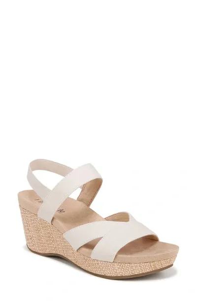 Lifestride Danita Slingback Platform Wedge Sandal In Beige Fabric