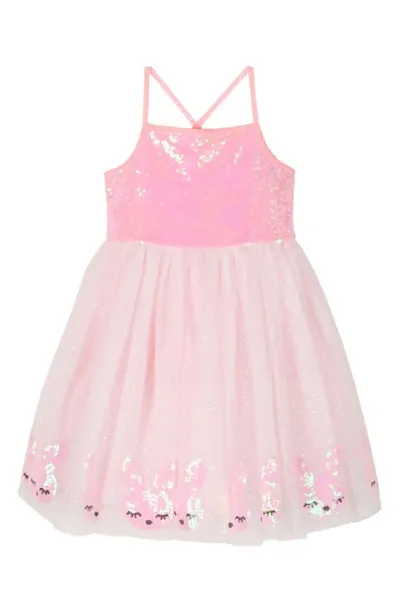 Zunie Kids' Sequin Mikado Party Dress In Neon Pink