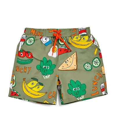 Stella Mccartney Kids Teen Boys Khaki Green Recycled Swim Shorts