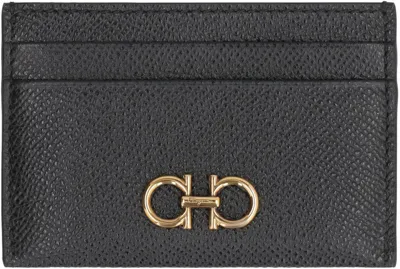 Ferragamo Salvatore  Gancini Plaque Cardholder In Black