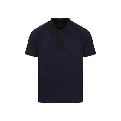 Dunhill Lines Raglan Detail Short Sleeve Polo In Black