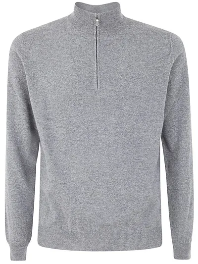 Filippo De Laurentiis Wool Cashmere Long Sleeves Half Zipped Sweater Clothing In Grey