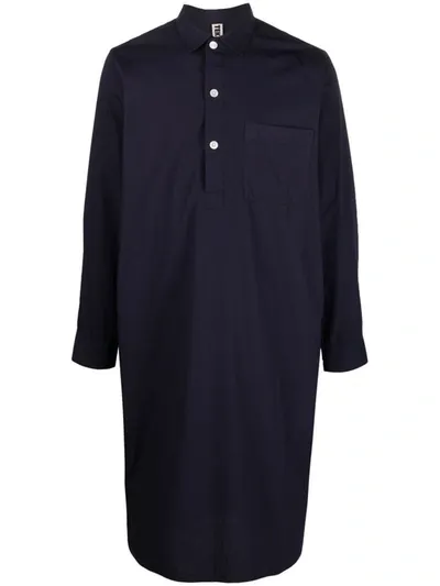 Tekla Cotton Poplin - Night Shirt Clothing In Blue