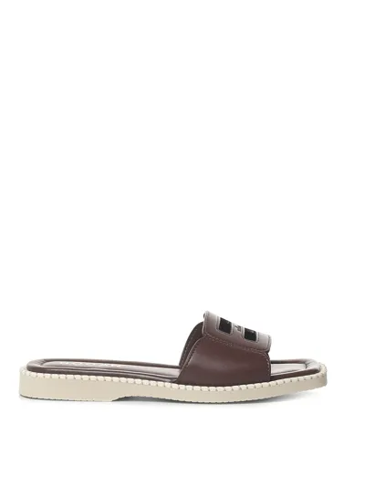 Hogan Cut-out Flip Flops In Brown