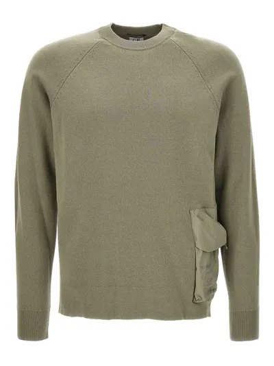 C.p. Company Nylon Insert Sweater In Green