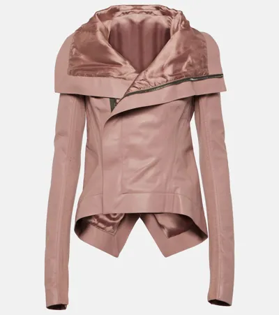 Rick Owens Naska Leather Biker Jacket In Pink