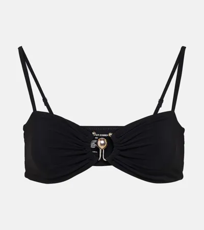 Christopher Esber Ruched Prong Bandeau Bikini Top In Black