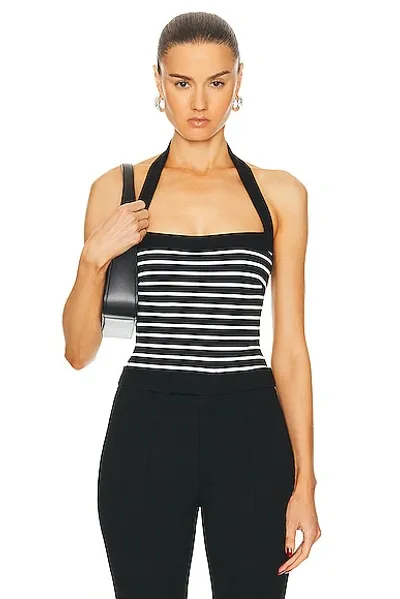 Nicholas Lainey Contrast Square Neck Bodysuit Top In Black