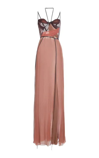 Nensi Dojaka Mae Draped Silk Corset Gown In Pink