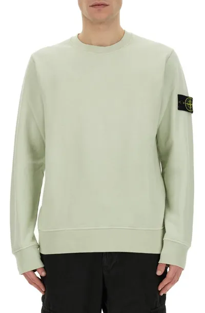 Stone Island Logo Patch Crewneck Sweatshirt In Green