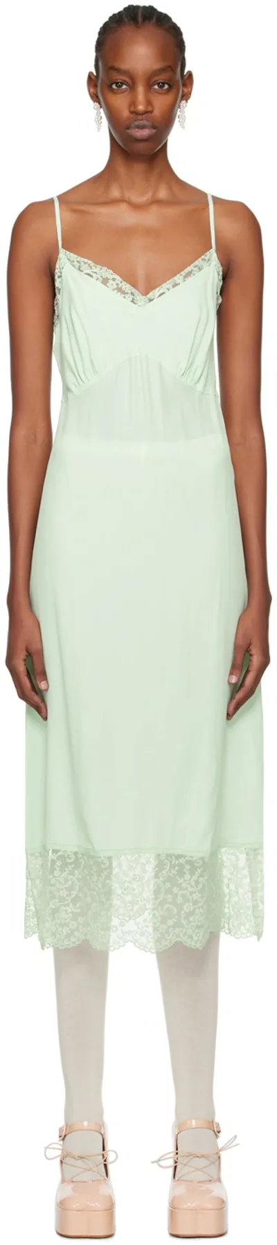 Simone Rocha Green Slip Midi Dress In Mint