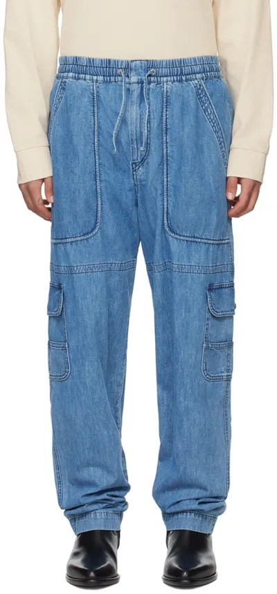 Isabel Marant Drawstring Straight Leg Cargo Trousers In Blue