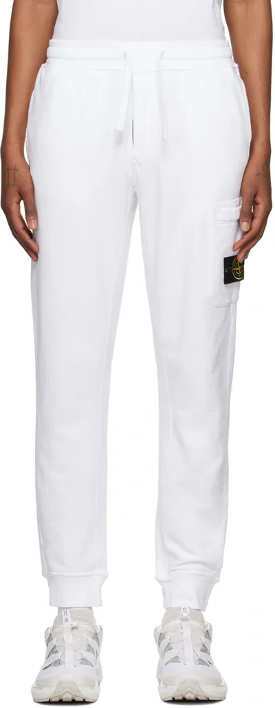 Stone Island Logo-patch Cotton Track Pants In White