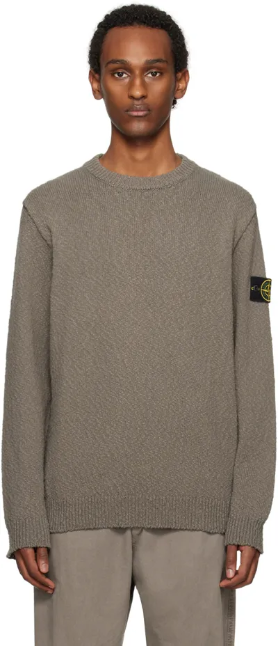 Stone Island Gray Patch Sweater In Brown