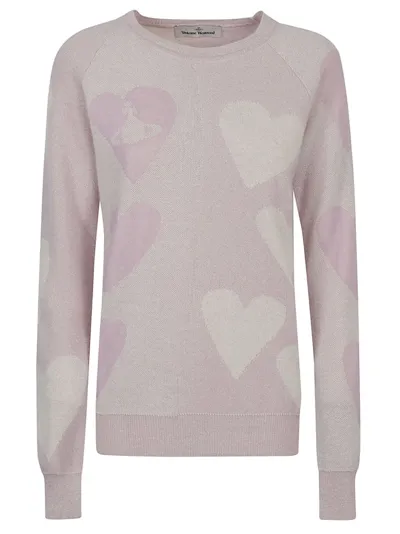 Vivienne Westwood Heart Motif Knitted Jumper In Purple