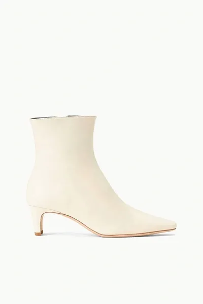 Staud Wally Leather Ankle Boots In Cream