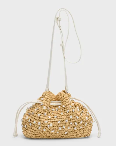 Btb Los Angeles Nia Mini Crystal Bucket Bag In Natural