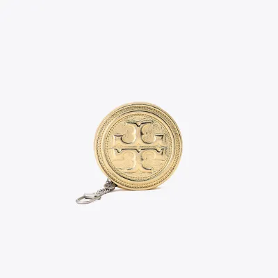 Tory Burch Fleming Soft Metallic Coin Pouch Key Fob In Gold