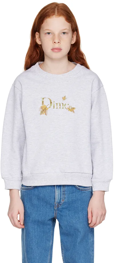 Dime Kids Gray Leafy Sweatshirt In Ash