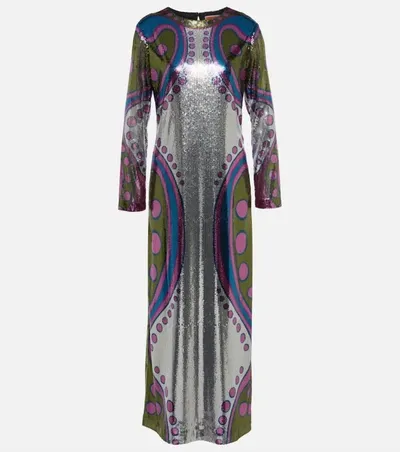 La Doublej Supremes Swing Sequinned Maxi Dress In Multi