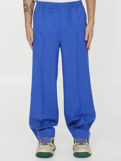 Gucci Mohair Wool Pants In Blue