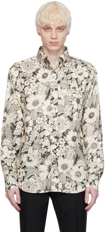 Tom Ford Off-white Linear Floral Shirt