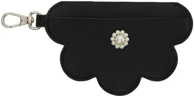 Simone Rocha Black Daisy Card Holder In Black/pearl