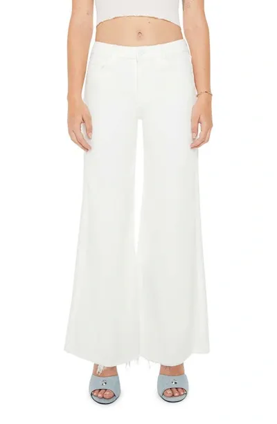 Mother The Tomcat Roller Fray Wide-leg Jeans In White