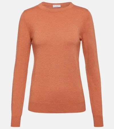 Brunello Cucinelli Cashmere Sweater In Orange